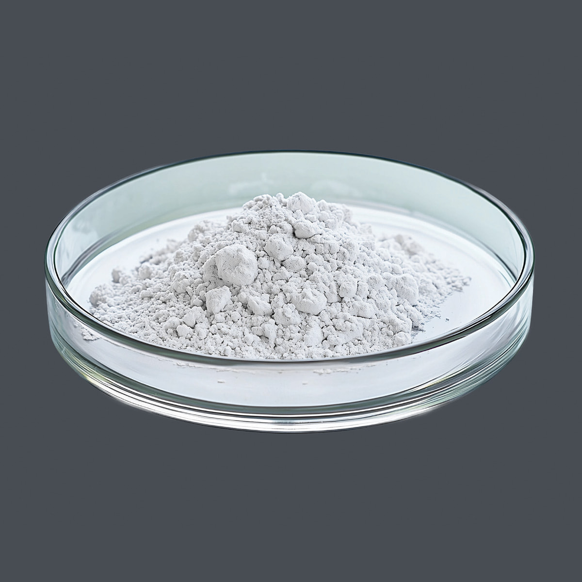 Seltene Erde Dysprosiumoxid auf grauen Hintergrund