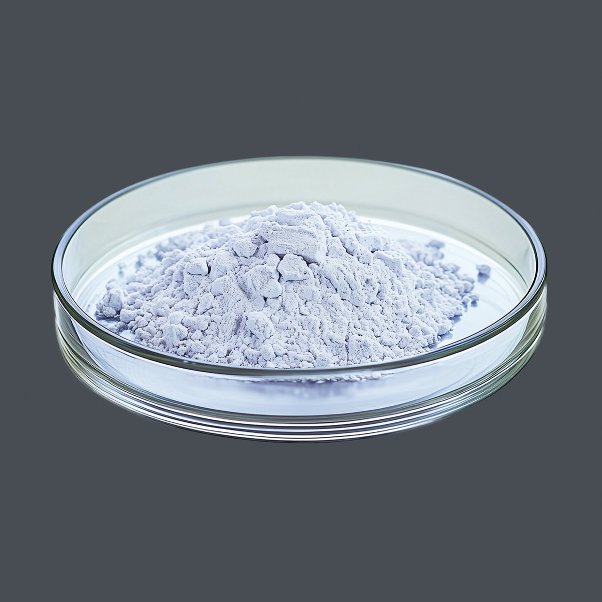 Seltene Erde Neodymoxid auf grauen Hintergrund