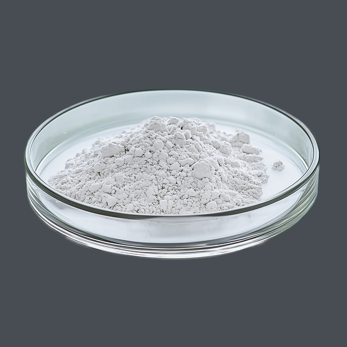 Seltene Erde Scandiumoxid auf grauen Hintergrund