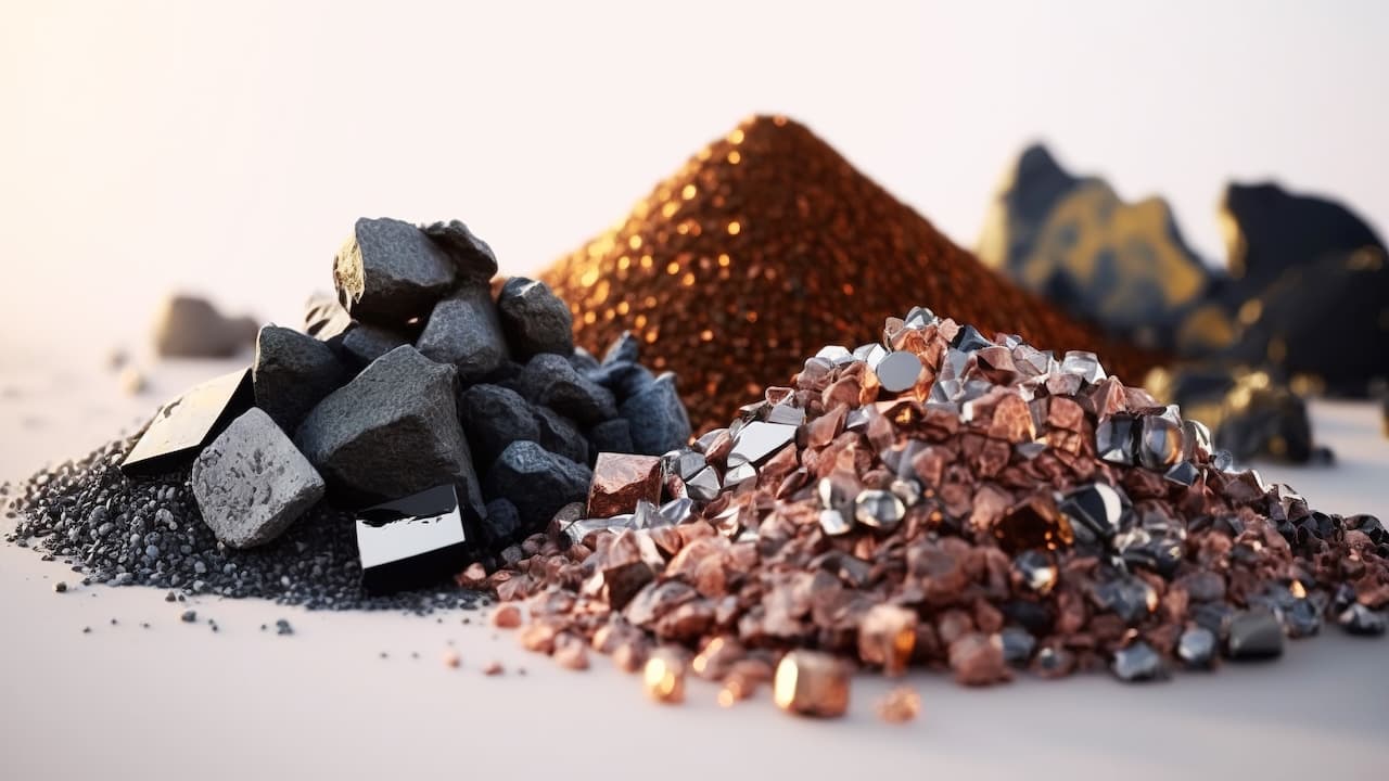Kleiner Haufen Mineralien, die in einer Seltenerdmine gewonnen werden