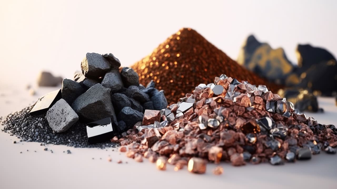 Kleiner Haufen Mineralien, die in einer Seltenerdmine gewonnen werden